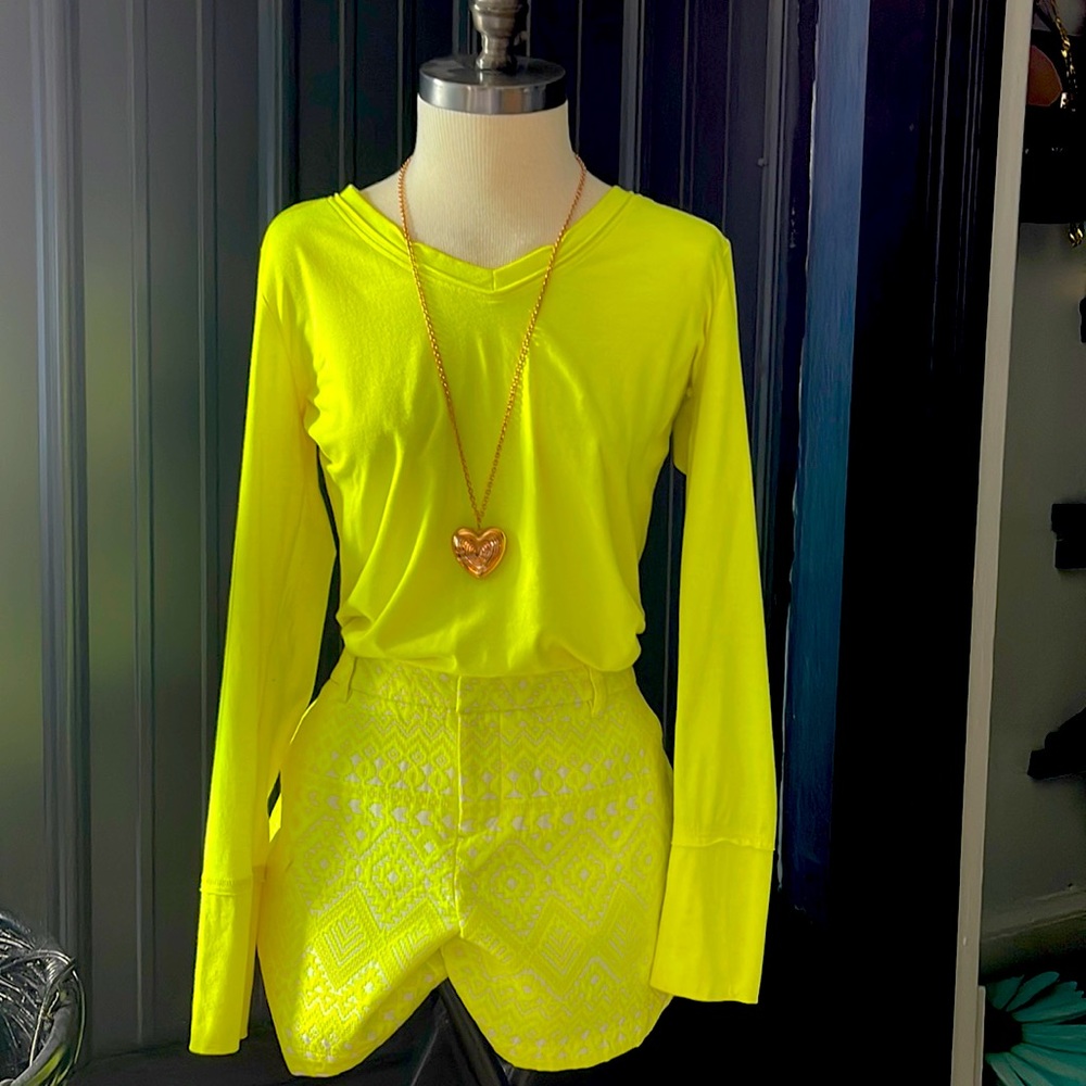 Yellow shorts and a cotton tee long sleeve just in time for summer